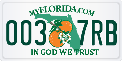 FL license plate 0037RB