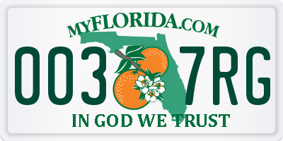 FL license plate 0037RG