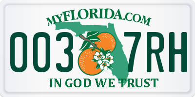 FL license plate 0037RH
