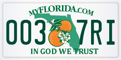 FL license plate 0037RI
