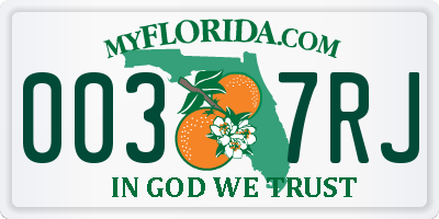 FL license plate 0037RJ