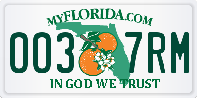 FL license plate 0037RM
