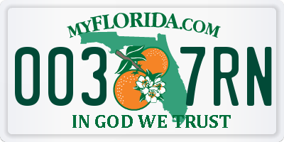 FL license plate 0037RN
