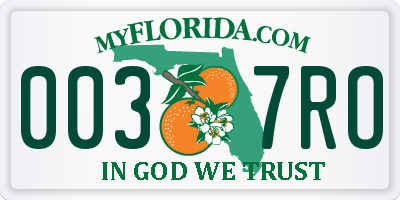 FL license plate 0037RO