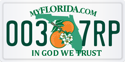 FL license plate 0037RP