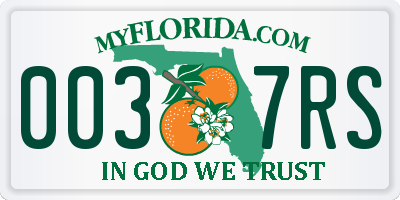 FL license plate 0037RS