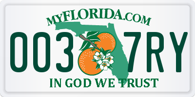 FL license plate 0037RY