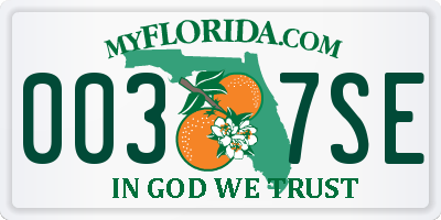 FL license plate 0037SE