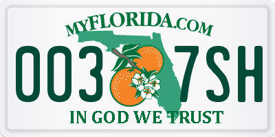 FL license plate 0037SH