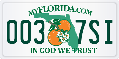 FL license plate 0037SI