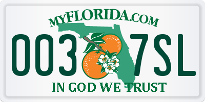 FL license plate 0037SL