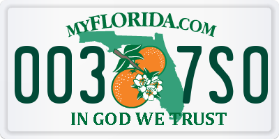 FL license plate 0037SO