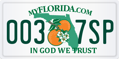 FL license plate 0037SP