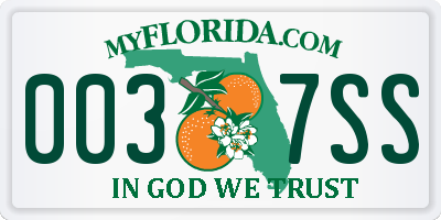 FL license plate 0037SS
