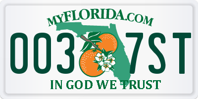 FL license plate 0037ST