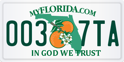 FL license plate 0037TA