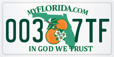 FL license plate 0037TF