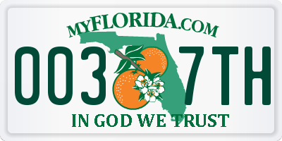 FL license plate 0037TH