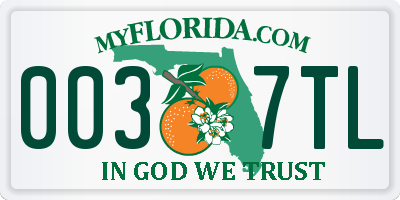 FL license plate 0037TL