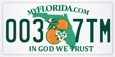 FL license plate 0037TM