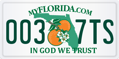 FL license plate 0037TS