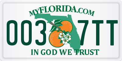 FL license plate 0037TT