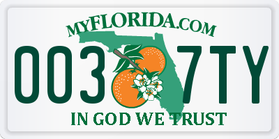 FL license plate 0037TY