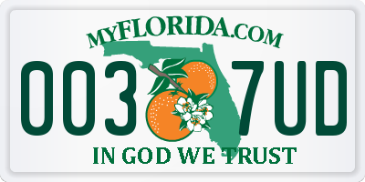 FL license plate 0037UD