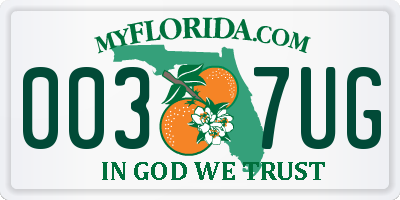 FL license plate 0037UG