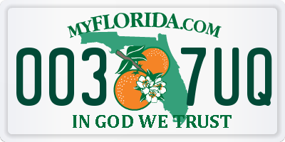 FL license plate 0037UQ
