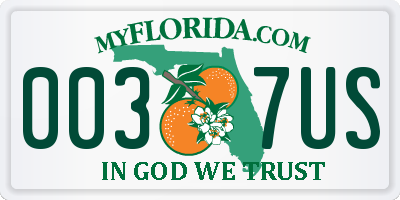 FL license plate 0037US