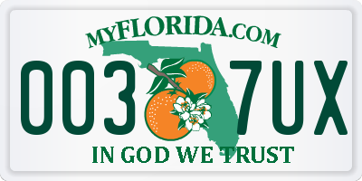 FL license plate 0037UX
