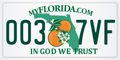FL license plate 0037VF