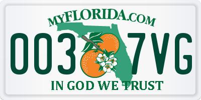FL license plate 0037VG