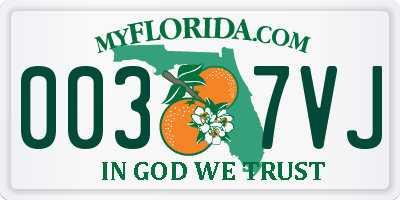 FL license plate 0037VJ