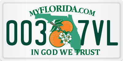 FL license plate 0037VL