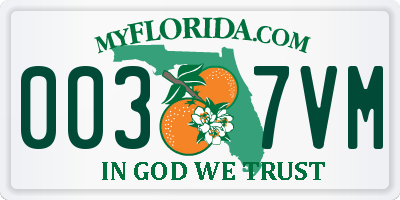 FL license plate 0037VM