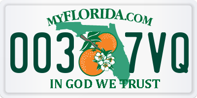 FL license plate 0037VQ