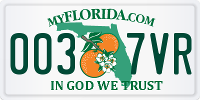 FL license plate 0037VR
