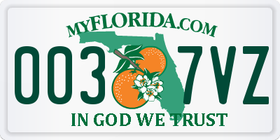 FL license plate 0037VZ