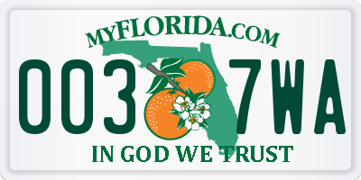 FL license plate 0037WA