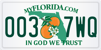 FL license plate 0037WQ