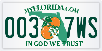 FL license plate 0037WS