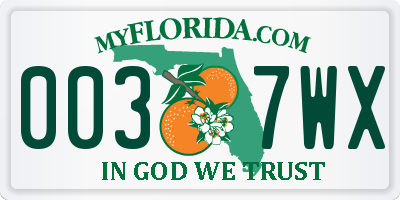 FL license plate 0037WX