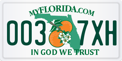 FL license plate 0037XH