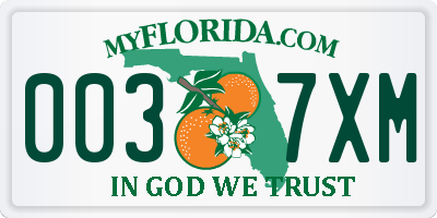 FL license plate 0037XM