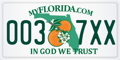 FL license plate 0037XX