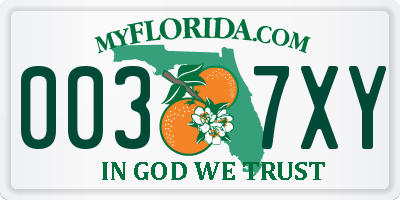 FL license plate 0037XY