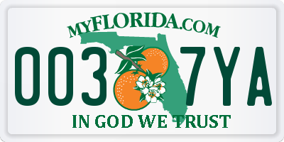 FL license plate 0037YA