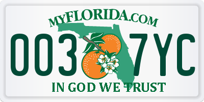 FL license plate 0037YC